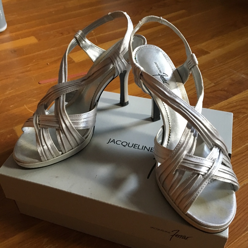 Jacqueline Ferrar Metallic Silver Strappy High Heel Sandals